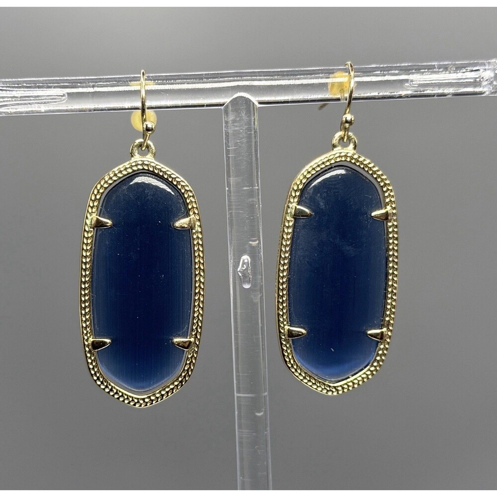 Kendra Scott Elle Drop Earrings Navy Blue 14K Gold Plated